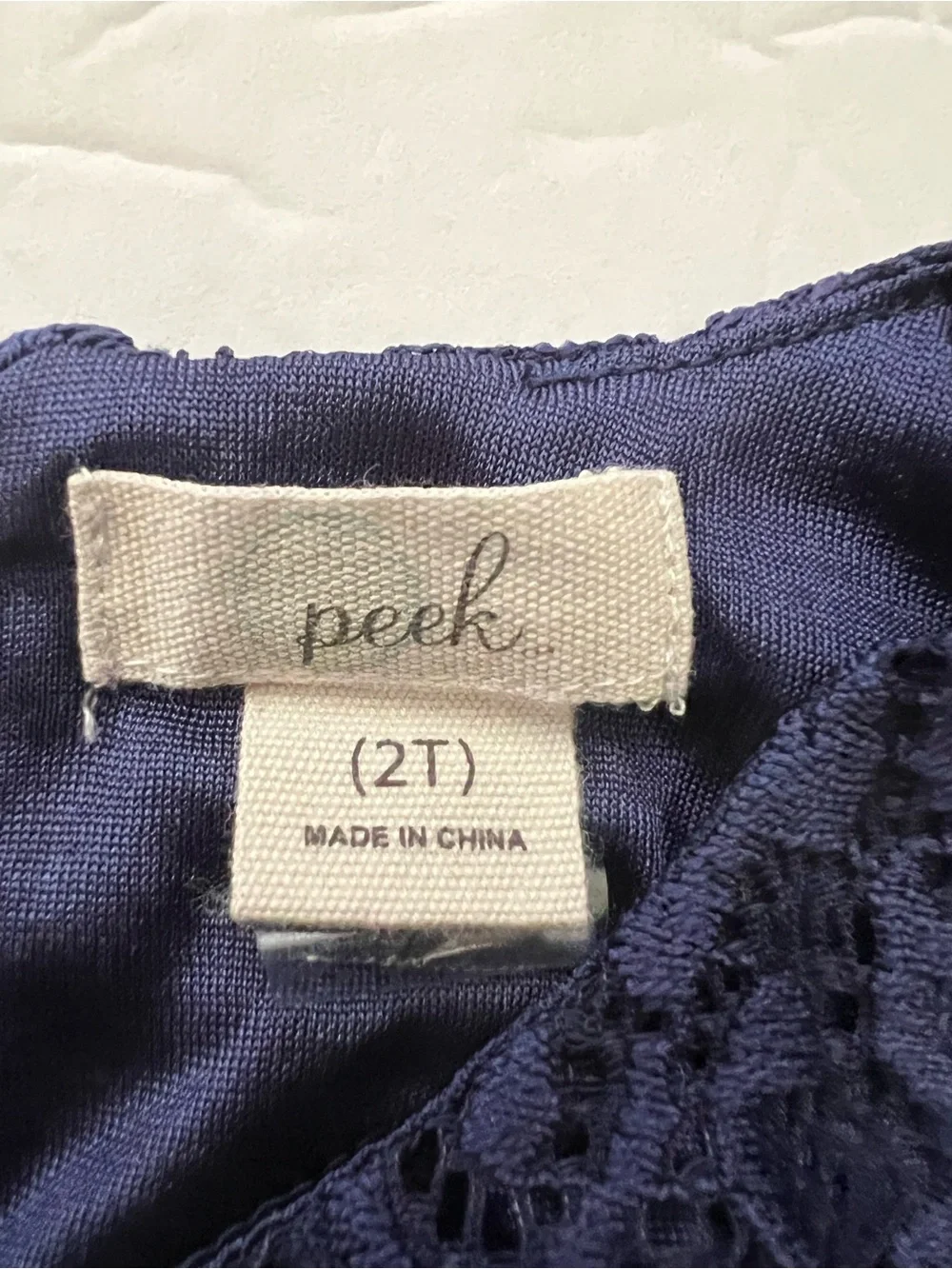 Peek 2T Toddler Girl Navy Blue Lace Dress FULL LINING NWOT